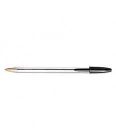 CRISTAL XTRA SMOOTH STICK BALLPOINT PEN, 1MM, BLACK INK, CLEAR BARREL, DOZEN