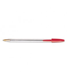 CRISTAL XTRA SMOOTH STICK BALLPOINT PEN, 1MM, RED INK, CLEAR BARREL, DOZEN