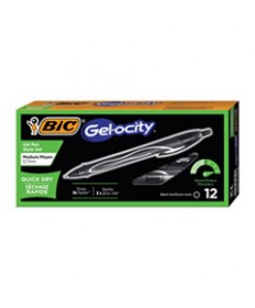 GEL-OCITY QUICK DRY RETRACTABLE GEL PEN, MEDIUM 0.7MM, BLACK INK/BARREL, DOZEN