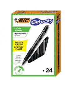 GEL-OCITY RETRACTABLE GEL PEN VALUE PACK, MEDIUM 0.7 MM, BLACK INK/BARREL, 24/PACK