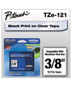 TZE STANDARD ADHESIVE LAMINATED LABELING TAPE, 0.23" X 26.2 FT, BLACK ON CLEAR