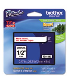 TZE STANDARD ADHESIVE LAMINATED LABELING TAPES, 0.47" X 26.2 FT, BLACK ON WHITE, 2/PACK