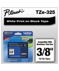 TZE STANDARD ADHESIVE LAMINATED LABELING TAPE, 0.23" X 26.2 FT, WHITE ON BLACK