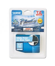TZE STANDARD ADHESIVE LAMINATED LABELING TAPE, 0.7" X 26.2 FT, BLACK ON BLUE