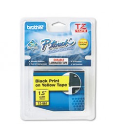 TZE STANDARD ADHESIVE LAMINATED LABELING TAPE, 0.94" X 26.2 FT, BLACK ON YELLOW
