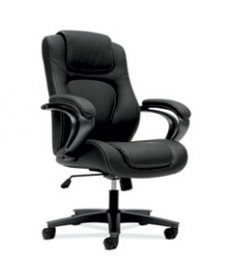 HVL402 Series Executive High-Back Chair, Supports up to 250 lbs., Black Seat/Black Back, Iron Gray Base