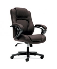 HVL402 SERIES EXECUTIVE HIGH-BACK CHAIR, SUPPORTS UP TO 250 LBS., BROWN SEAT/BROWN BACK, BLACK BASE