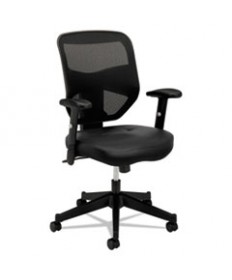 VL531 MESH HIGH-BACK TASK CHAIR WITH ADJUSTABLE ARMS, SUPPORTS UP TO 250 LBS., BLACK SEAT/BLACK BACK, BLACK BASE