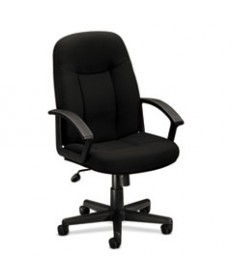 HVL601 SERIES EXECUTIVE HIGH-BACK CHAIR, SUPPORTS UP TO 250 LBS., BLACK SEAT/BLACK BACK, BLACK BASE
