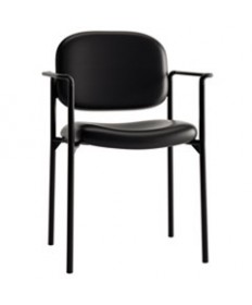 VL616 STACKING GUEST CHAIR WITH ARMS, BLACK SEAT/BLACK BACK, BLACK BASE