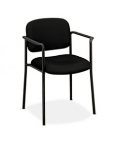 VL616 STACKING GUEST CHAIR WITH ARMS, BLACK SEAT/BLACK BACK, BLACK BASE