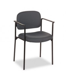 VL616 STACKING GUEST CHAIR WITH ARMS, CHARCOAL SEAT/CHARCOAL BACK, BLACK BASE