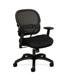 WAVE MESH MID-BACK TASK CHAIR, SUPPORTS UP TO 250 LBS., BLACK SEAT/BLACK BACK, BLACK BASE