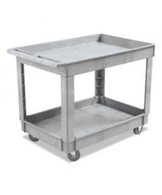 Utility Cart, Two-Shelf, Plastic Resin, 24w X 40d, Gray