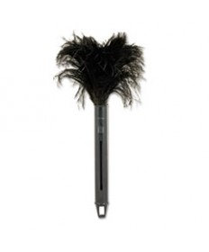 Retractable Feather Duster, Black Plastic Handle Extends 9" To 14"
