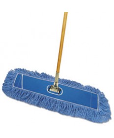 Looped-End Dust Mop Kit, 24 X 5, 60" Metal/wood Handle, Blue/natural