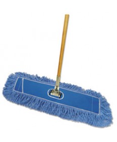 Looped-End Dust Mop Kit, 36 X 5, 60" Metal/wood Handle, Blue/natural