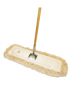 Cut-End Dust Mop Kit, 24 X 5, 60" Wood Handle, Natural