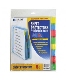 Sheet Protectors With Index Tabs, Assorted Color Tabs, 2", 11 X 8 1/2, 8/st