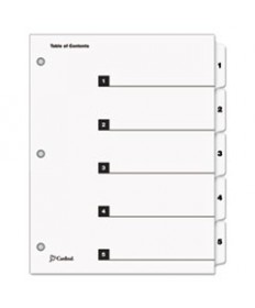 ONESTEP PRINTABLE TABLE OF CONTENTS AND DIVIDERS, 5-TAB, 1 TO 5, 11 X 8.5, WHITE, 1 SET