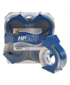HP260 PACKAGING TAPE WITH DISPENSER, 3" CORE, 1.88" X 60 YDS, CLEAR, 4/PACK