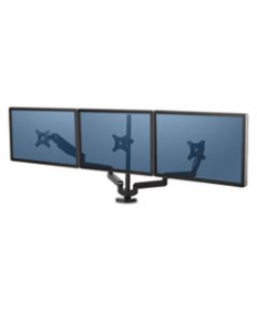 PLATINUM SERIES TRIPLE MONITOR ARM FOR 27" MONITORS, 360 DEG ROTATION, +85/-20 DEG TILT, 360 DEG PAN, BLACK, SUPPORTS 20 LB