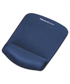 Plushtouch Mouse Pad With Wrist Rest, Foam, Blue, 7 1/4 X 9-3/8