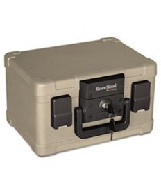 FIRE AND WATERPROOF CHEST, 0.15 CU FT, 12.2W X 9.8D X 7.3H, TAUPE