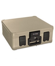 FIRE AND WATERPROOF CHEST, 0.27 CU FT, 15.9W X 12.4D X 6.5H, TAUPE