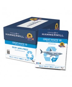 GREAT WHITE 30 RECYCLED PRINT PAPER, 92 BRIGHT, 20LB, 8.5 X 11, WHITE, 500 SHEETS/REAM, 10 REAMS/CARTON