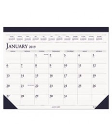RECYCLED TWO-COLOR MONTHLY DESK PAD CALENDAR, 18.5 X 13, 2021