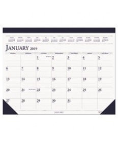 RECYCLED TWO-COLOR MONTHLY DESK PAD CALENDAR, 22 X 17, 2021