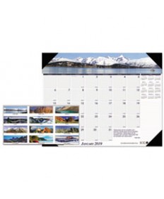 RECYCLED MOUNTAINS OF THE WORLD PHOTO MONTHLY DESK PAD CALENDAR, 22 X 17, 2021