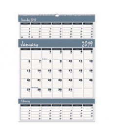 RECYCLED BAR HARBOR THREE-MONTHS-PER-PAGE WALL CALENDAR, 12 X 17, 2020-2022
