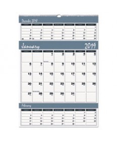 RECYCLED BAR HARBOR THREE-MONTHS-PER-PAGE WALL CALENDAR, 15.5 X 22, 2020-2022