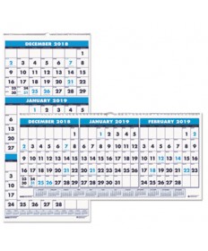RECYCLED THREE-MONTH FORMAT WALL CALENDAR, 8 X 17, 14-MONTH (DEC-JAN) 2023-2025