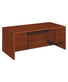 10700 SERIES DOUBLE PEDESTAL DESK WITH THREE-QUARTER HEIGHT PEDESTALS, 72" X 36" X 29.5", COGNAC