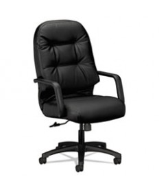 PILLOW-SOFT 2090 SERIES EXECUTIVE HIGH-BACK SWIVEL/TILT CHAIR, SUPPORTS UP TO 300 LBS., BLACK SEAT/BLACK BACK, BLACK BASE
