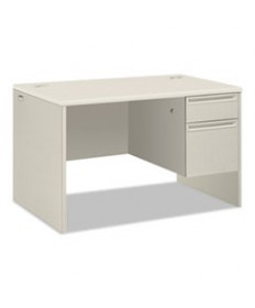 38000 SERIES RIGHT PEDESTAL DESK, 48" X 30" X 30", LIGHT GRAY/SILVER