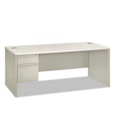 38000 SERIES LEFT PEDESTAL DESK, 72" X 36" X 30", LIGHT GRAY/SILVER