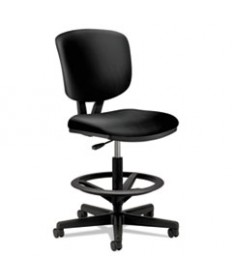 VOLT SERIES LEATHER ADJUSTABLE TASK STOOL, 32.38" SEAT HEIGHT, SUPPORTS UP TO 275 LBS., BLACK SEAT/BLACK BACK, BLACK BASE