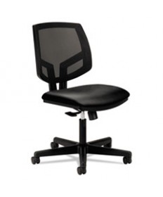 VOLT SERIES MESH BACK LEATHER TASK CHAIR, SUPPORTS UP TO 250 LBS., BLACK SEAT/BLACK BACK, BLACK BASE