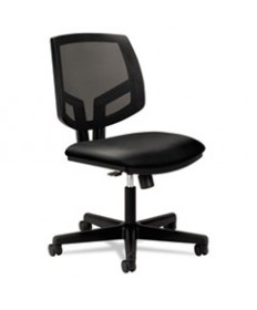 VOLT SERIES MESH BACK LEATHER TASK CHAIR WITH SYNCHRO-TILT, SUPPORTS UP TO 250 LBS., BLACK SEAT/BLACK BACK, BLACK BASE