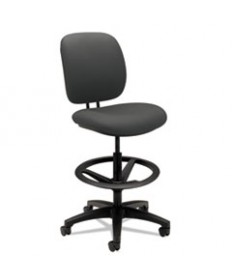 COMFORTASK TASK STOOL WITH ADJUSTABLE FOOTRING, 32" SEAT HEIGHT, SUPPORTS UP TO 300 LBS, IRON ORE SEAT/BACK, BLACK BASE