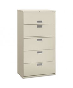 600 SERIES FIVE-DRAWER LATERAL FILE, 36W X 18D X 64.25H, LIGHT GRAY