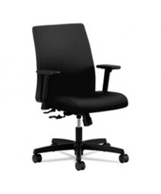 IGNITION SERIES FABRIC LOW-BACK TASK CHAIR, SUPPORTS UP TO 300 LBS., BLACK SEAT/BLACK BACK, BLACK BASE