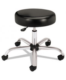 ADJUSTABLE TASK/LAB STOOL WITHOUT BACK, 22" SEAT HEIGHT, SUPPORTS UP TO 250 LBS., BLACK SEAT, STEEL BASE