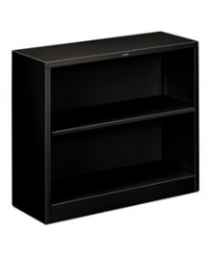 Metal Bookcase, Two-Shelf, 34-1/2w X 12-5/8d X 29h, Black