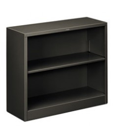 Metal Bookcase, Two-Shelf, 34-1/2w X 12-5/8d X 29h, Charcoal