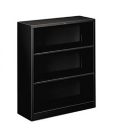Metal Bookcase, Three-Shelf, 34-1/2w X 12-5/8d X 41h, Black